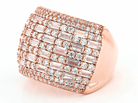 White Cubic Zirconia 18k Rose Gold Over Sterling Silver Ring 4.86ctw