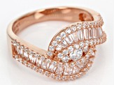 white cubic zirconia 18k rose gold over sterling silver ring 1.67ctw