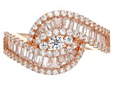 white cubic zirconia 18k rose gold over sterling silver ring 1.67ctw
