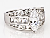 White cubic zirconia rhodium over sterling silver ring 3.46ctw