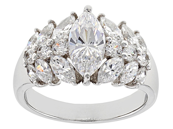 white cubic zirconia platinum over sterling silver ring 4.13