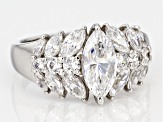 white cubic zirconia platinum over sterling silver ring 4.13ctw