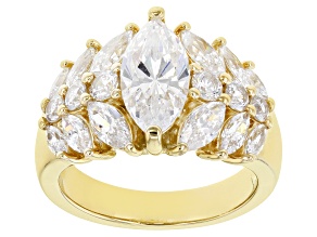 White Cubic Zirconia 18k Yellow Gold Over Sterling Silver Ring 4.13ctw