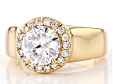 White Cubic Zirconia 18k Yellow Gold Over Sterling Silver Ring 2.47ctw