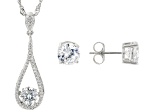 White Cubic Zirconia Rhodium Over Sterling Silver Pendant