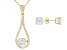 White Cubic Zirconia 18K Yellow Gold Over Silver Pendant With Chain and Earrings 7.58ctw