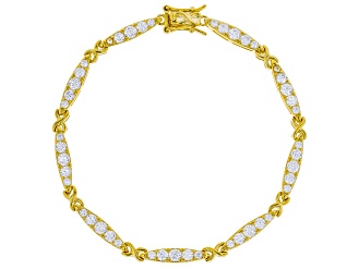 White Cubic Zirconia 18k Yellow Gold Over Sterling Silver Bracelet 4.32ctw