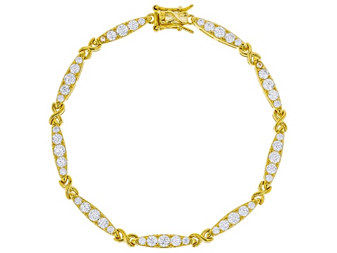 White Cubic Zirconia 18k Yellow Gold Over Sterling Silver Bracelet 4.32ctw