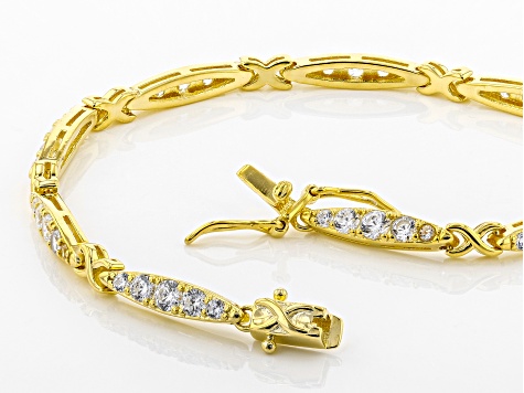 White Cubic Zirconia 18k Yellow Gold Over Sterling Silver Bracelet 4.32ctw
