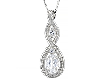 Picture of White Lab Created Sapphire Rhodium Over Silver Pendant With Chain 1.23ctw