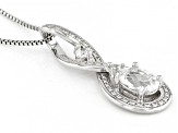 White Lab Created Sapphire Rhodium Over Silver Pendant With Chain 1.23ctw