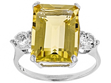 Picture of Yellow Brazilian Citrine Rhodium Over Sterling Silver Ring 8.62ctw