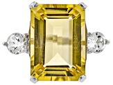 Yellow Brazilian Citrine Rhodium Over Sterling Silver Ring 8.62ctw ...