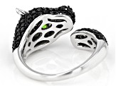 Black Spinel Rhodium Over Silver Panther Ring 1.63ctw