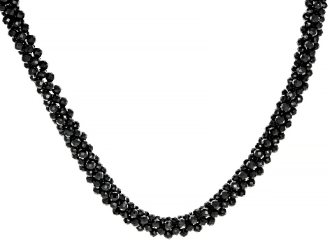 Black Spinel Sterling Silver Beaded Necklace