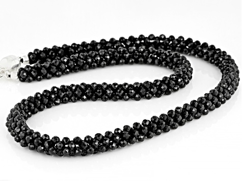 Black Spinel Sterling Silver Beaded Necklace