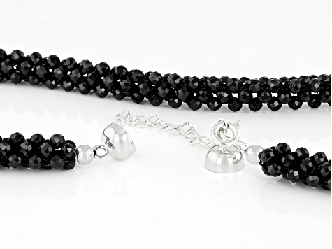 Black Spinel Sterling Silver Beaded Necklace
