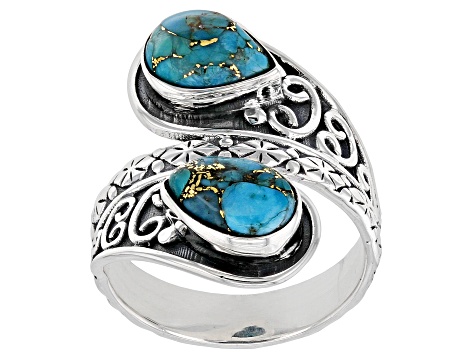 Blue Composite Turquoise Sterling Silver Ring 9x6mm