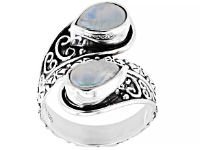 Rainbow Moonstone Sterling Silver Ring 9x6mm