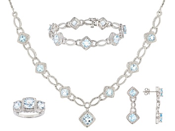 Picture of Blue Glacier Topaz™ Rhodium Over Brass Jewelry Set 5.01ctw