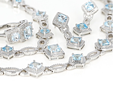 Blue Glacier Topaz™ Rhodium Over Brass Jewelry Set 5.01ctw