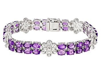 Picture of Purple African Amethyst Rhodium Over Silver Bracelet 18.00ctw