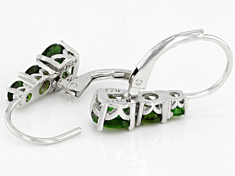Chrome Diopside Rhodium Over Silver Earrings 2.63ctw