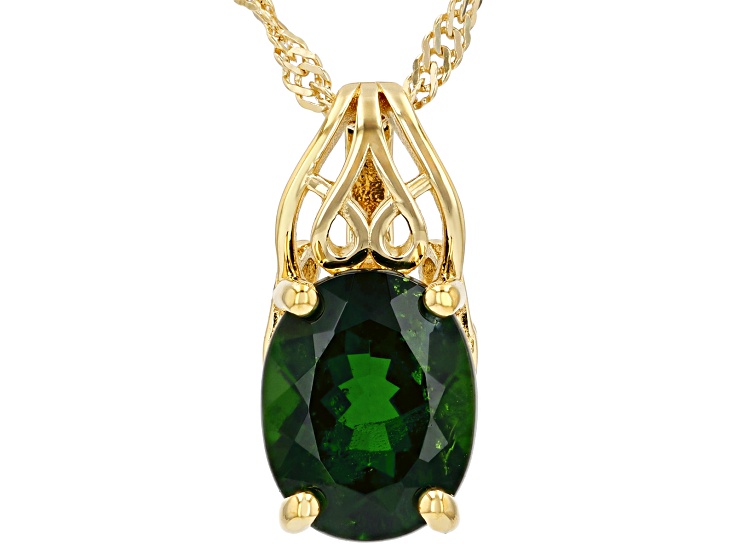 Chrome Diopside 18k Yellow Gold Over Sterling Silver Pendant with Chain 2.70ct