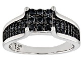 Black Spinel Rhodium Over Silver Ring 0.82ctw