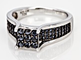 Black Spinel Rhodium Over Silver Ring 0.82ctw