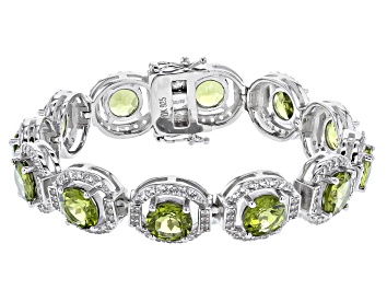 Picture of Green Peridot Rhodium Over Sterling Silver Bracelet 23.27ctw