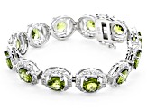 Green Peridot Rhodium Over Sterling Silver Bracelet 23.27ctw