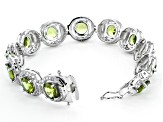 Green Peridot Rhodium Over Sterling Silver Bracelet 23.27ctw