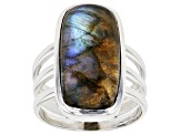 Gray Labradorite Sterling Silver Solitaire Ring