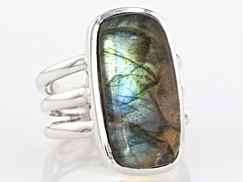 Gray Labradorite Sterling Silver Solitaire Ring