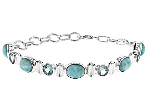 Blue Larimar Sterling Silver Station Bracelet 14.50ctw - DOCV238 | JTV.com