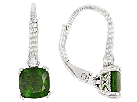 Green Chrome Diopside Rhodium Over Silver Earrings 2.03ctw