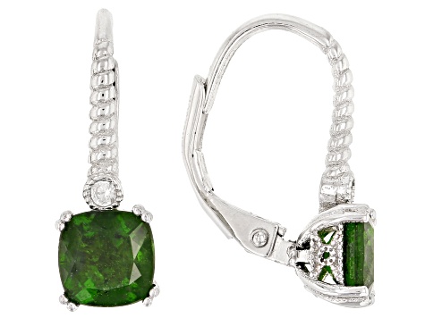 Green Chrome Diopside Rhodium Over Silver Earrings 2.03ctw - DOCV247