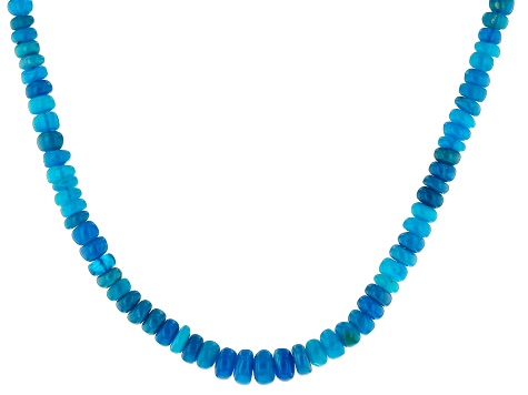 Paraiba Blue Color Opal Strand Silver Necklace 27.00ctw