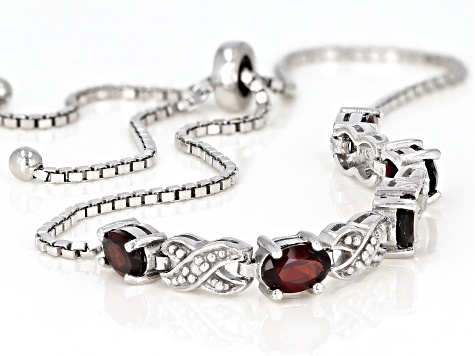 Red Garnet Rhodium Over Sterling Silver Sliding Adjustable Bracelet 3.00ctw