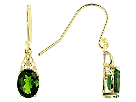 Green Chrome Diopside 18k Yellow Gold Over Sterling Silver Earrings 2.50ctw