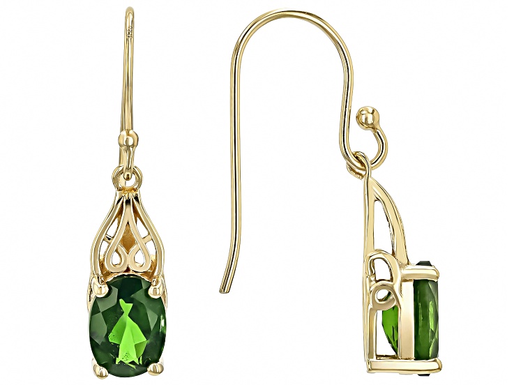 Green Chrome Diopside 18k Yellow Gold Over Sterling Silver