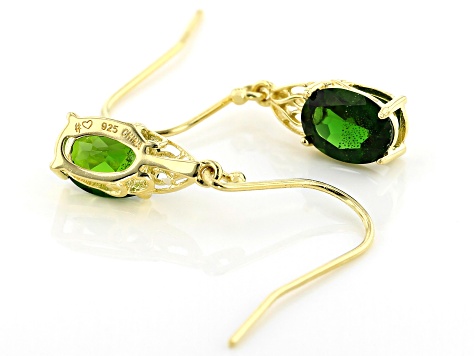 Green Chrome Diopside 18k Yellow Gold Over Sterling Silver Earrings 2.50ctw