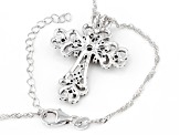 Black Spinel Rhodium Over Silver Cross Pendant With Chain 1.62ctw