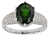 Green Chrome Diopside Rhodium Over Sterling Silver Ring 3.21ctw