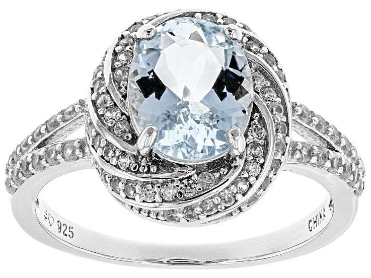 Blue Aquamarine Rhodium Over Silver Ring 2.55ctw - DOCV329 | JTV