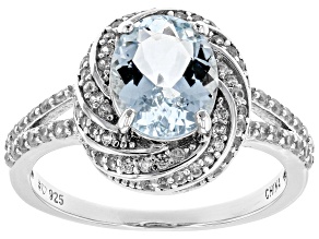 Blue Aquamarine Rhodium Over Silver Ring 2.55ctw