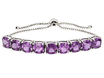 Picture of Purple Lab Created Color Change Sapphire Rhodium Over Sterling Silver Bolo Bracelet 24.00ctw