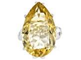 Yellow Citrine Rhodium Over Sterling Silver Ring 20.00ct