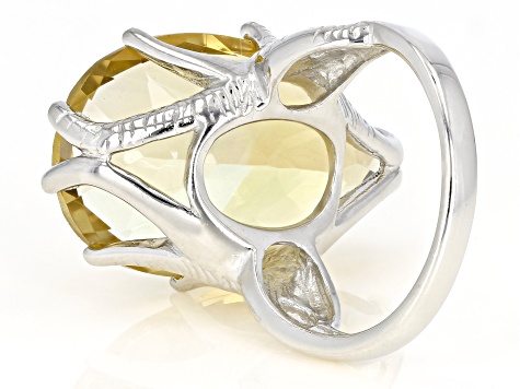 Yellow Citrine Rhodium Over Sterling Silver Ring 20.00ct